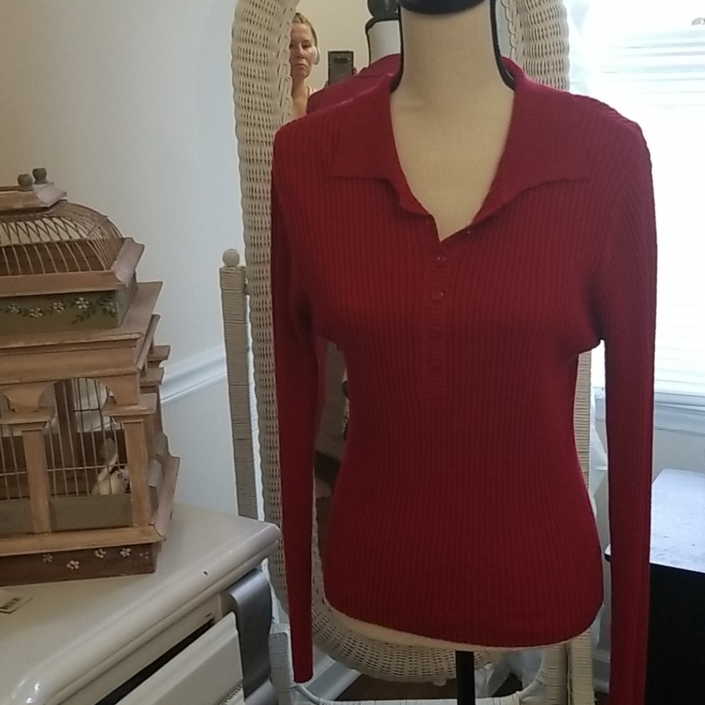 Red Kathie Lee Ribbed Sweater